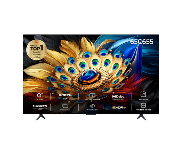 [TCL] QLED 안드로이드12 4K UHD TV 65인치 스탠드형