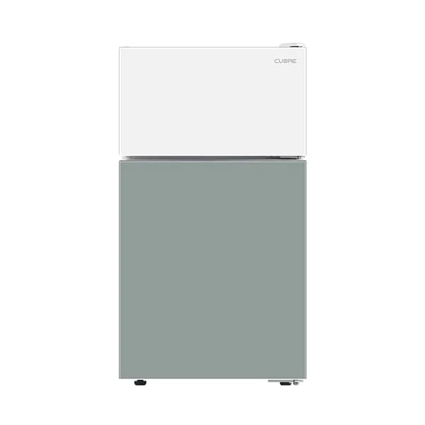 쿠오레 글라스 냉장고 83L (화이트&그린)